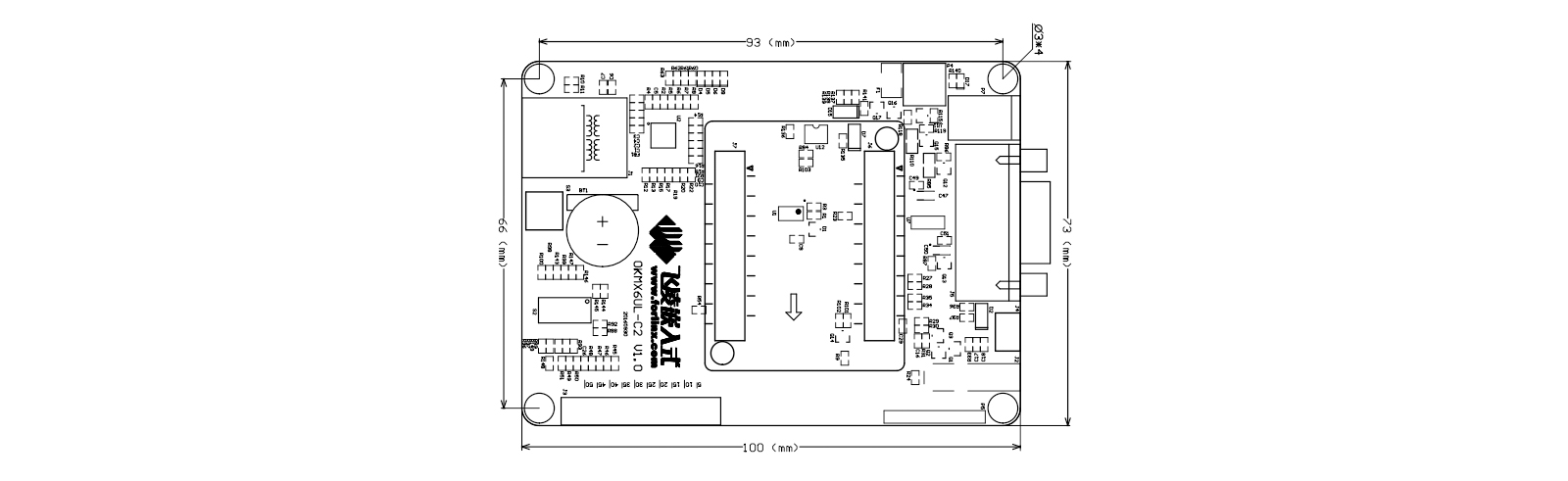 OKMX6UL-C2 SBC size