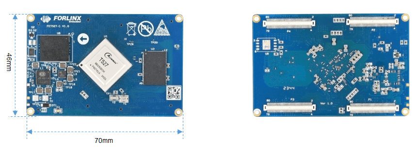 Forlinx Allwinner T527 CPU Board Appearance and Dimensions