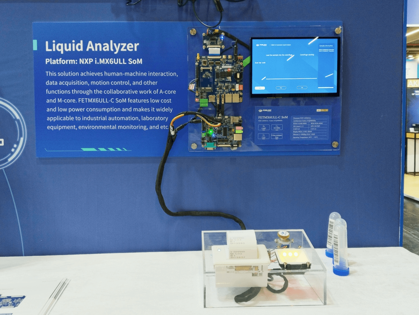 Liquid Analyzer Demo built on the FETMX6ULL-C SoM.