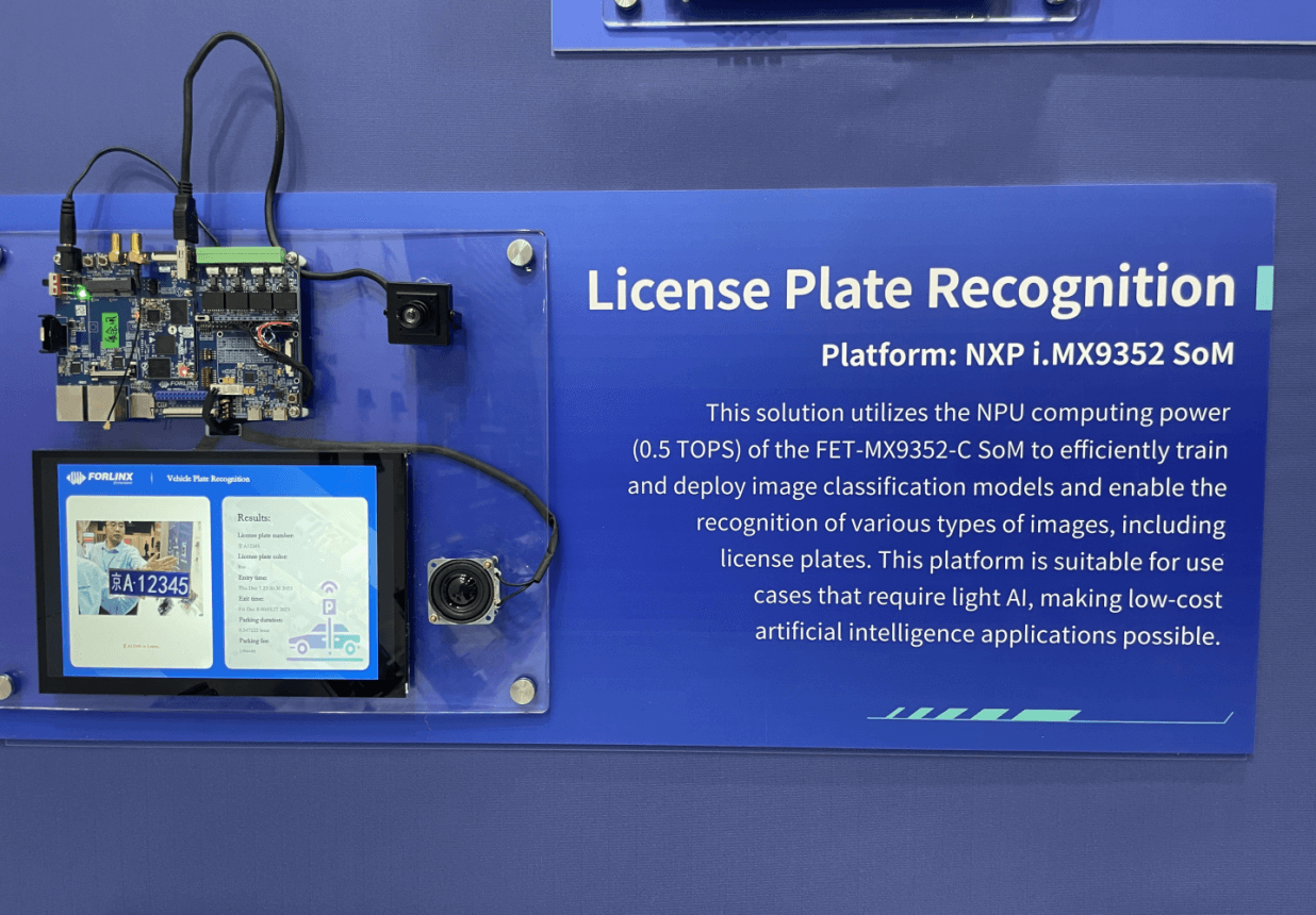License Plate Recognition Demo built on the FET-MX9352-C SoM.