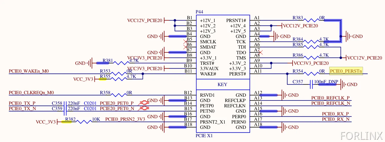 OK3576 Development Board (the red frame marks the PCIe interface area)