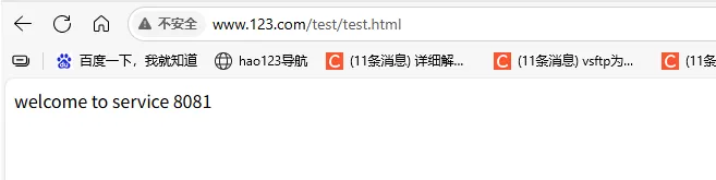 Load balancing result showing service 8081